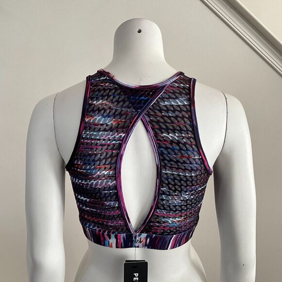 Peloton Sports Bra Printed Melody High Neck Crop Top Breathable M - Picture 3 of 9